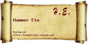 Hammer Ete névjegykártya